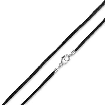 Materia Textilband Damen Schwarz Samt Textilkette 2mm 42-90cm K26, Verschluss aus 925 Sterling Silber