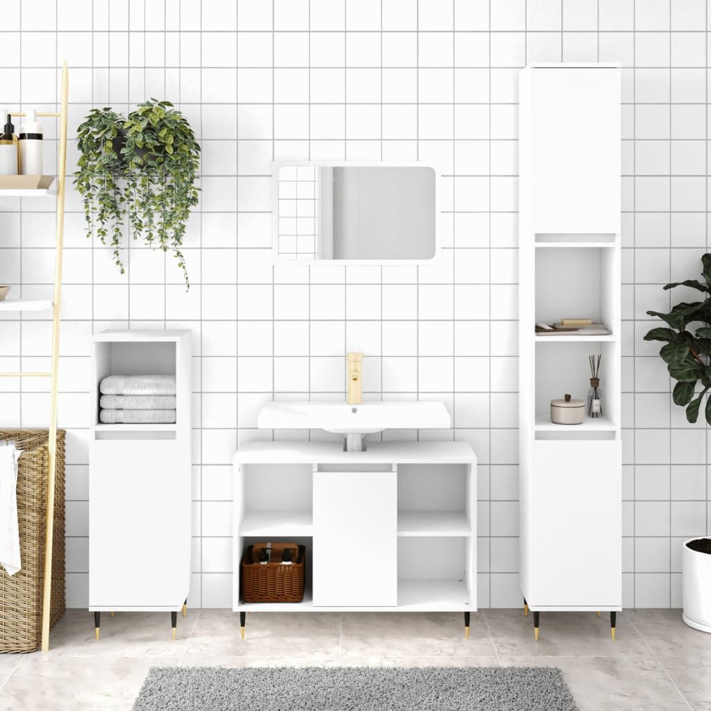 Thumbnail - vidaXL Waschtisch Badschrank Weiß 30x30x100 cm Spanplatte