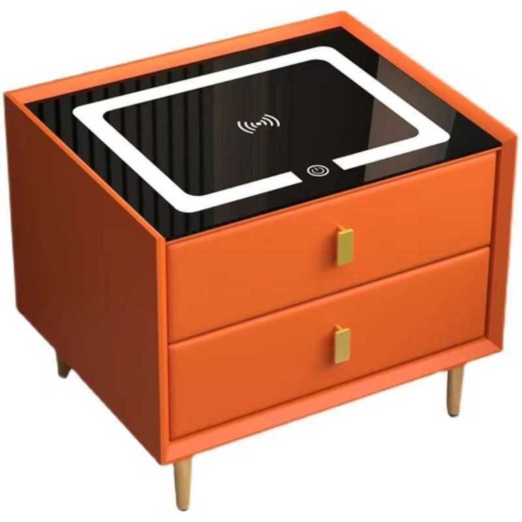 JVmoebel Nachttisch Smart intelligente Ihr (1-St., Made Innenbereich Ladeschublade in Europa Nachttisch), 1x in Schlafzimmer Orange
