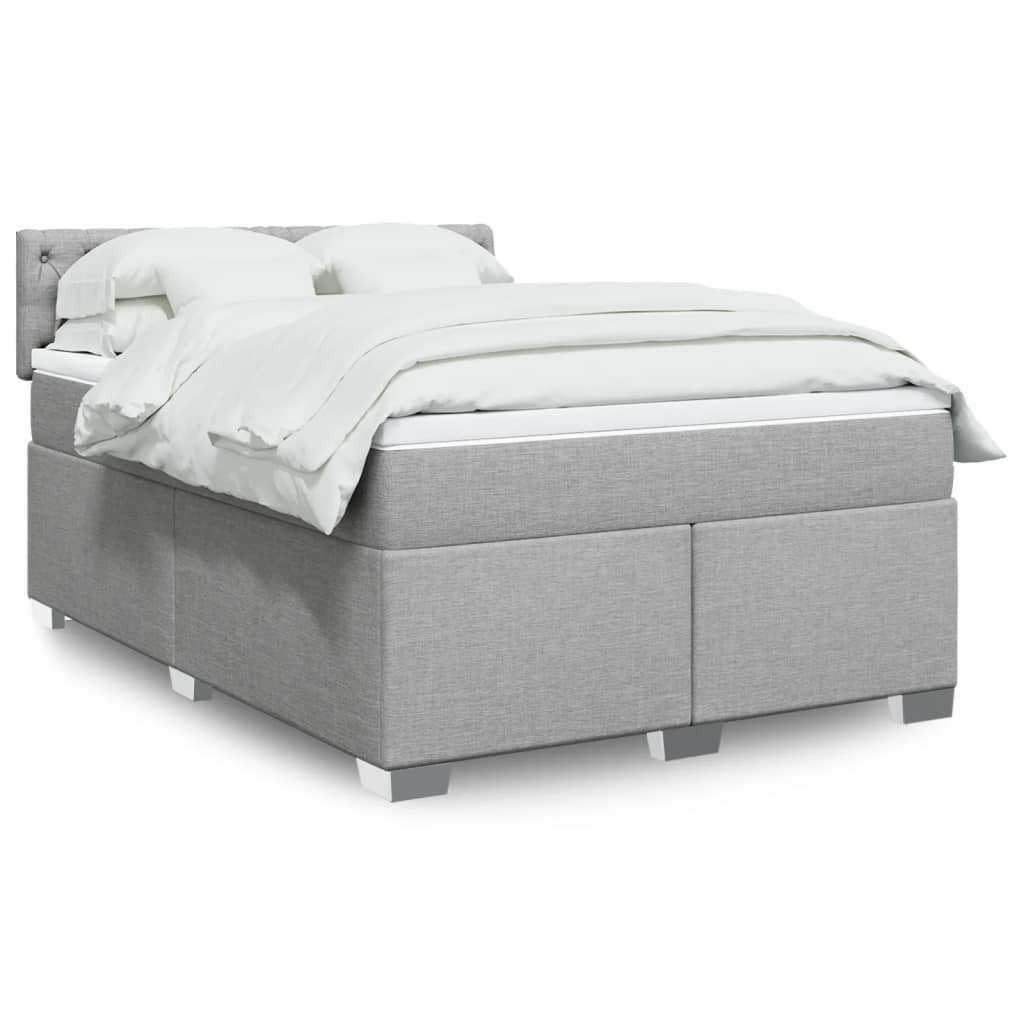 vidaXL Bett Boxspringbett mit Matratze Hellgrau günstig online kaufen