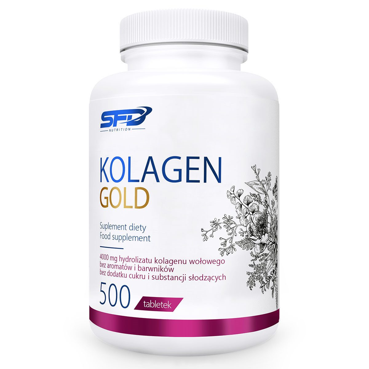 SFD Nutrition SFD Kollagen Gold 500 Tabletten Tablleten, 350 g, Jede Portion von 4 Tabletten liefert 2000 mg Kollagenhydrolysat.