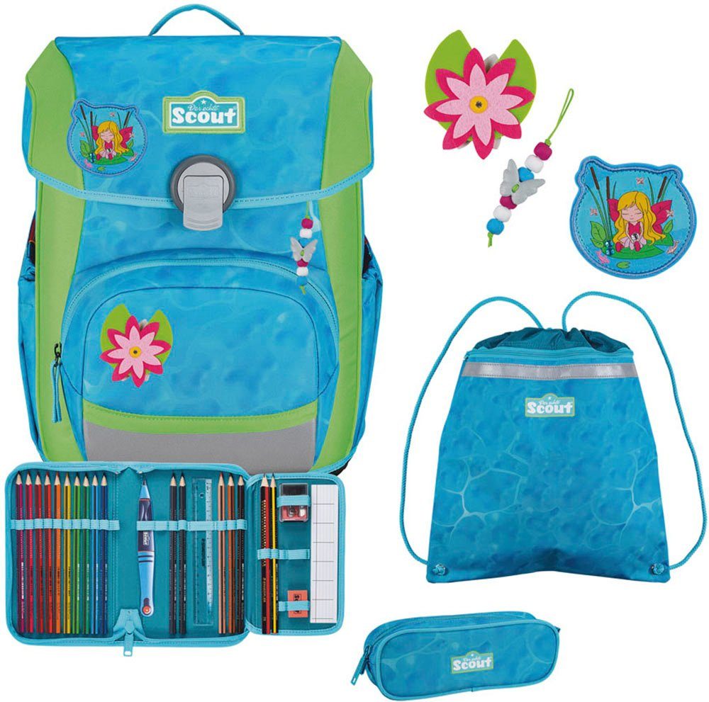 Scout Ранцы Neo, Water Lily (Set, 4-tlg), 2 Funny Snaps Move; enthält recyceltes Material