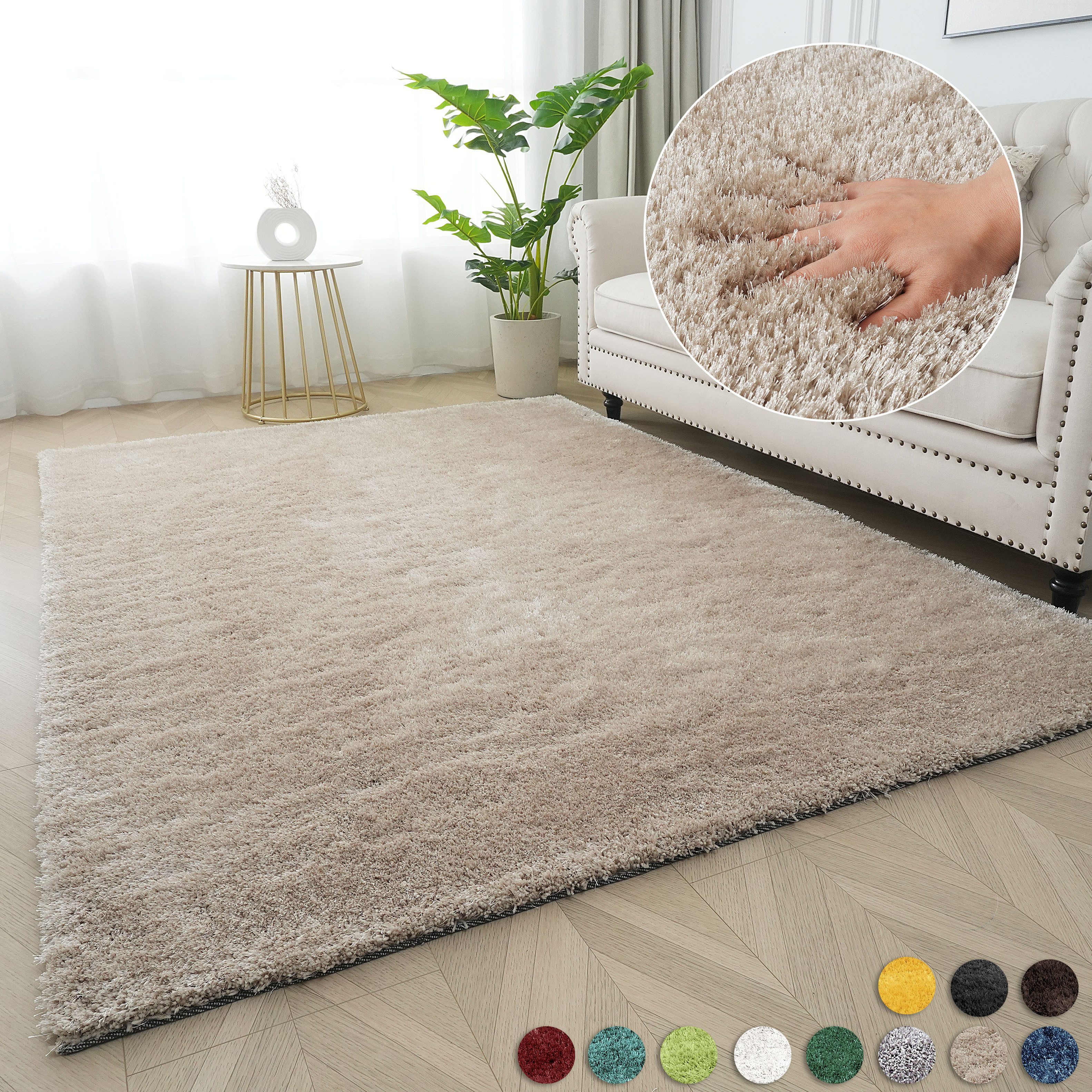 Bruno Banani Teppich Dana Teppich, besonders weich und kuschelig, Kundenliebling, rechteckig, Höhe: 30 mm, uni, Mikrofaser Teppiche, Wohnzimmer, Schlafzimmer, Esszimmer