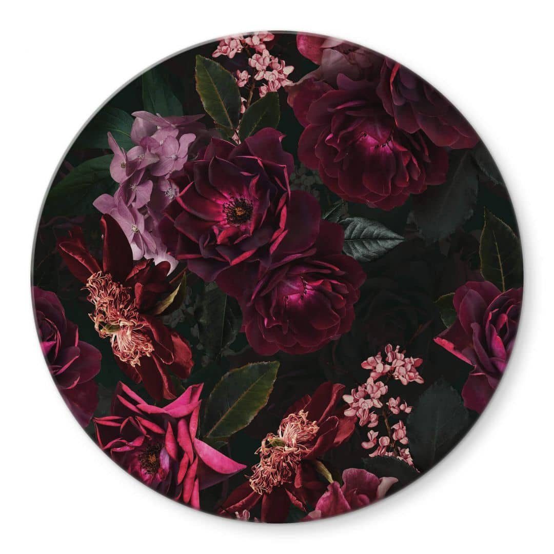 K&L Wall Art Gemälde Designs Wandbild Fleur Wandschutz Deko Blumen Paris, Glasbild UN de Glas Bilder Rund