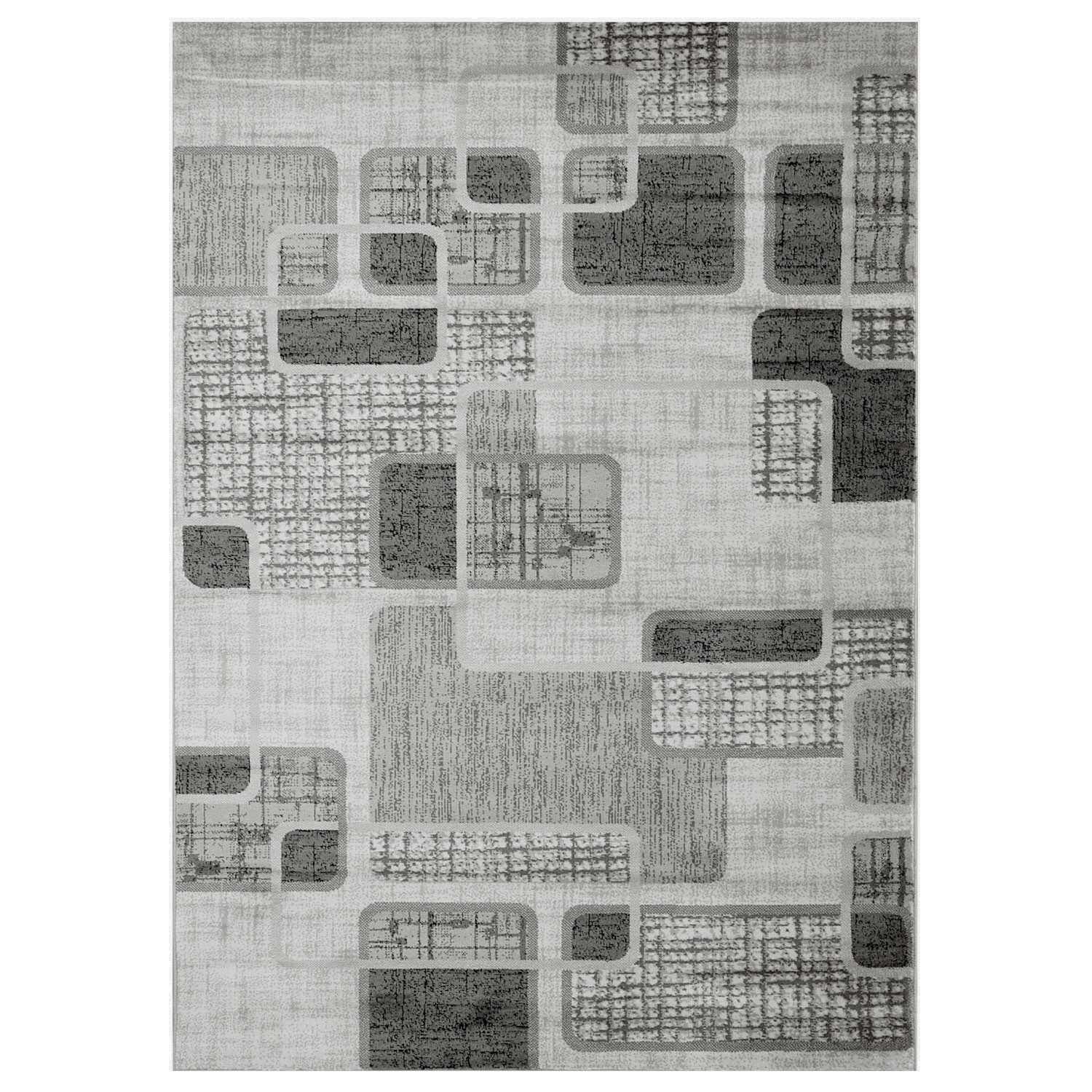 Vimoda Designteppich kachel Optik kurzflor Weich & Modern, Rechteckig, Höhe: 8 mm, Läufer teppich Kariert Retro Muster Meliert in Grau