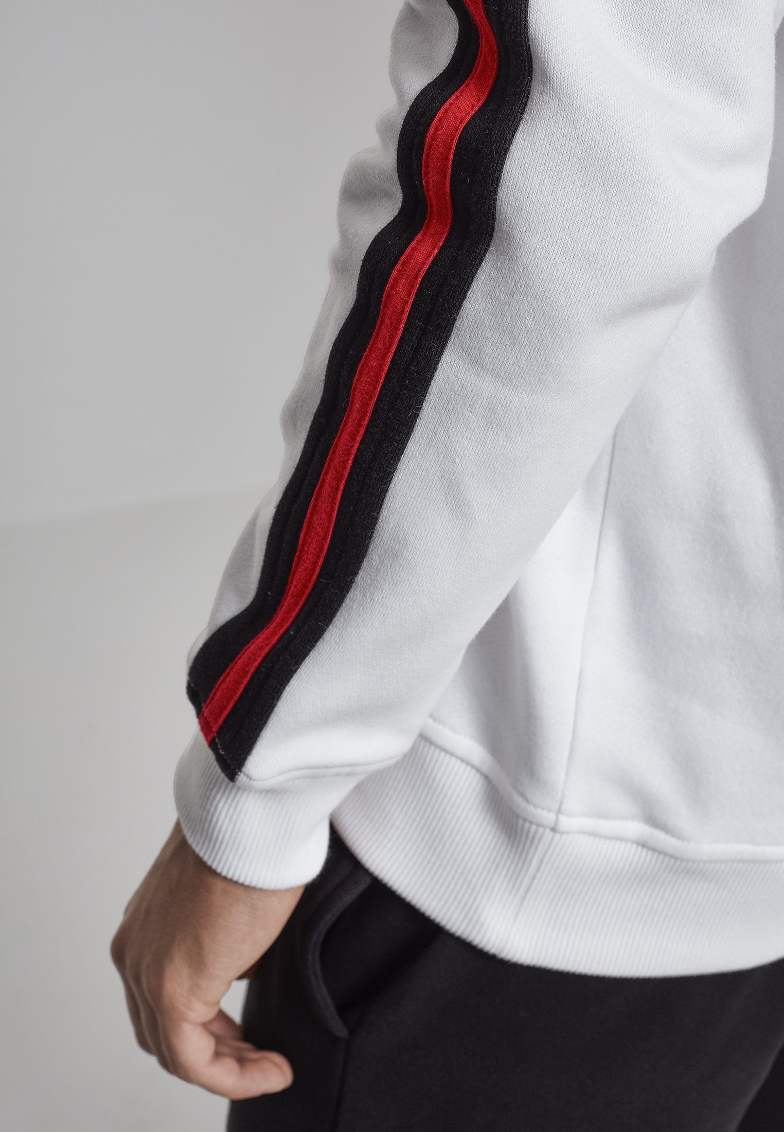 Hoody URBAN Stripe (1-tlg) CLASSICS Herren wht/blk/firered Sweater Shoulder