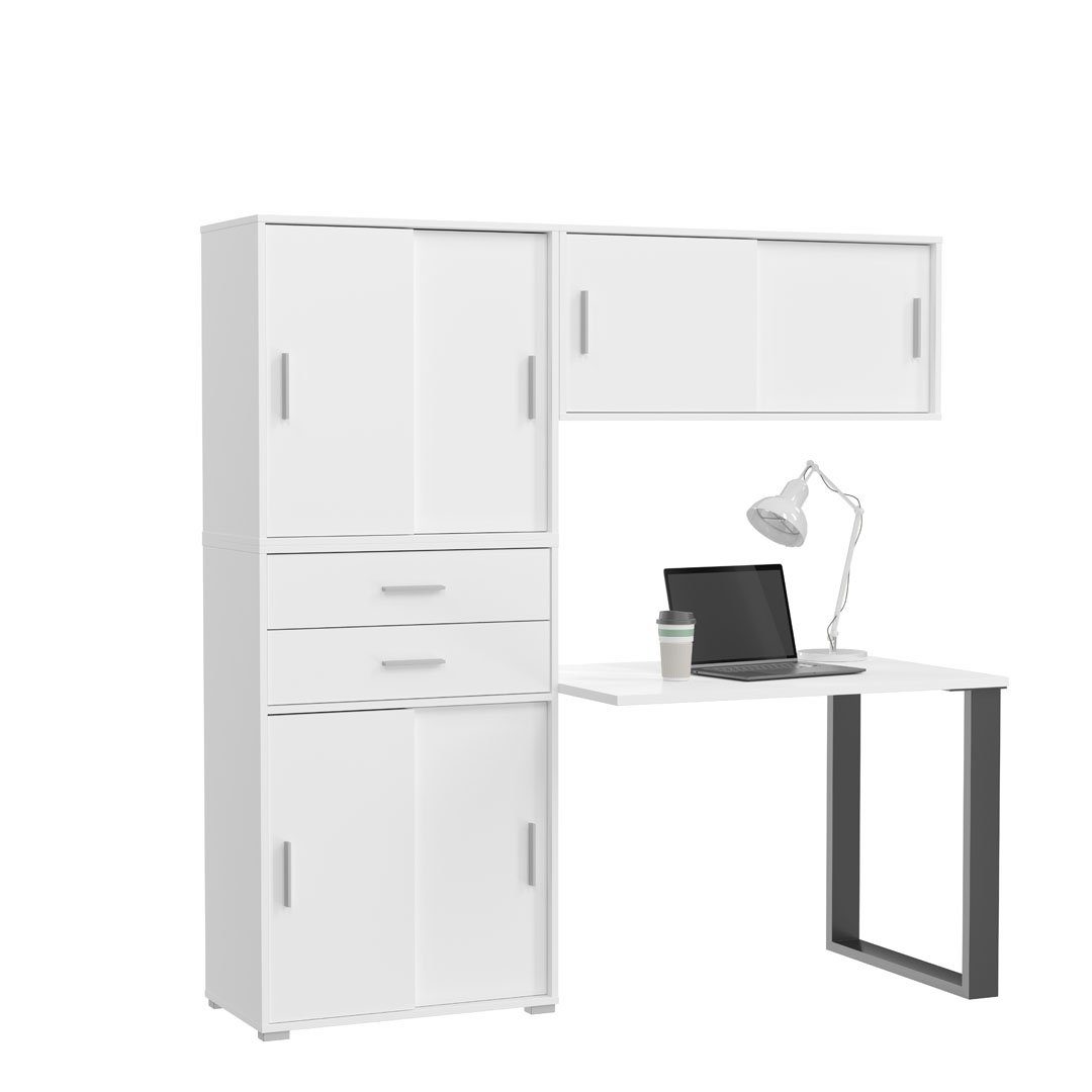 ebuy24 Schreibtisch Mover Schreibtisch mit Regal wandhängend 6 Türen