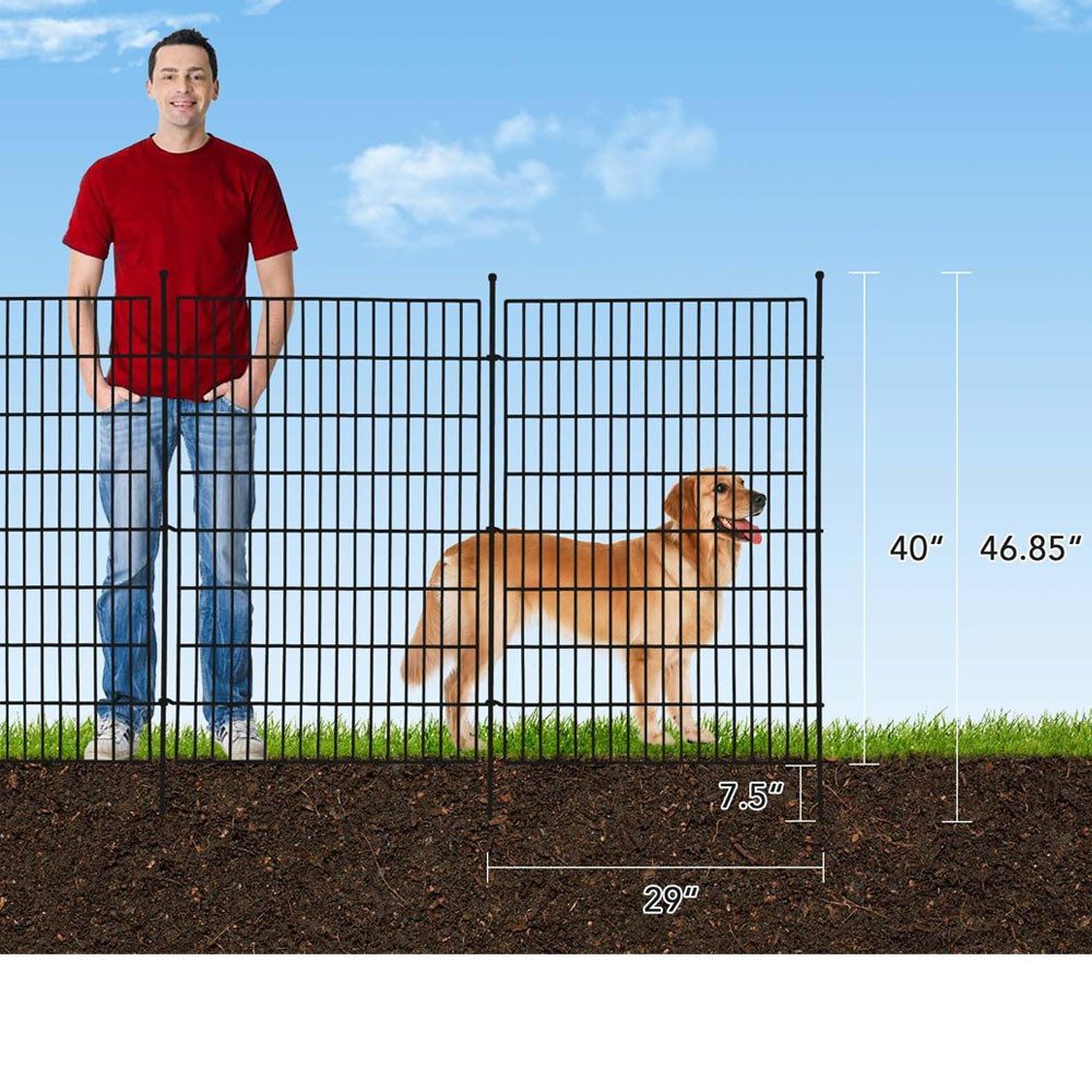 GarveeMore Metallzaun Garten Zaun10 Panels Kein Graben für Garten im Freien Patio