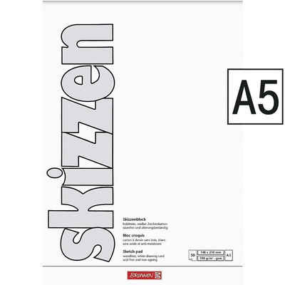 BRUNNEN Skizzenblock, A5, 50 Blatt/ Block, Grammatur 190 g/m²