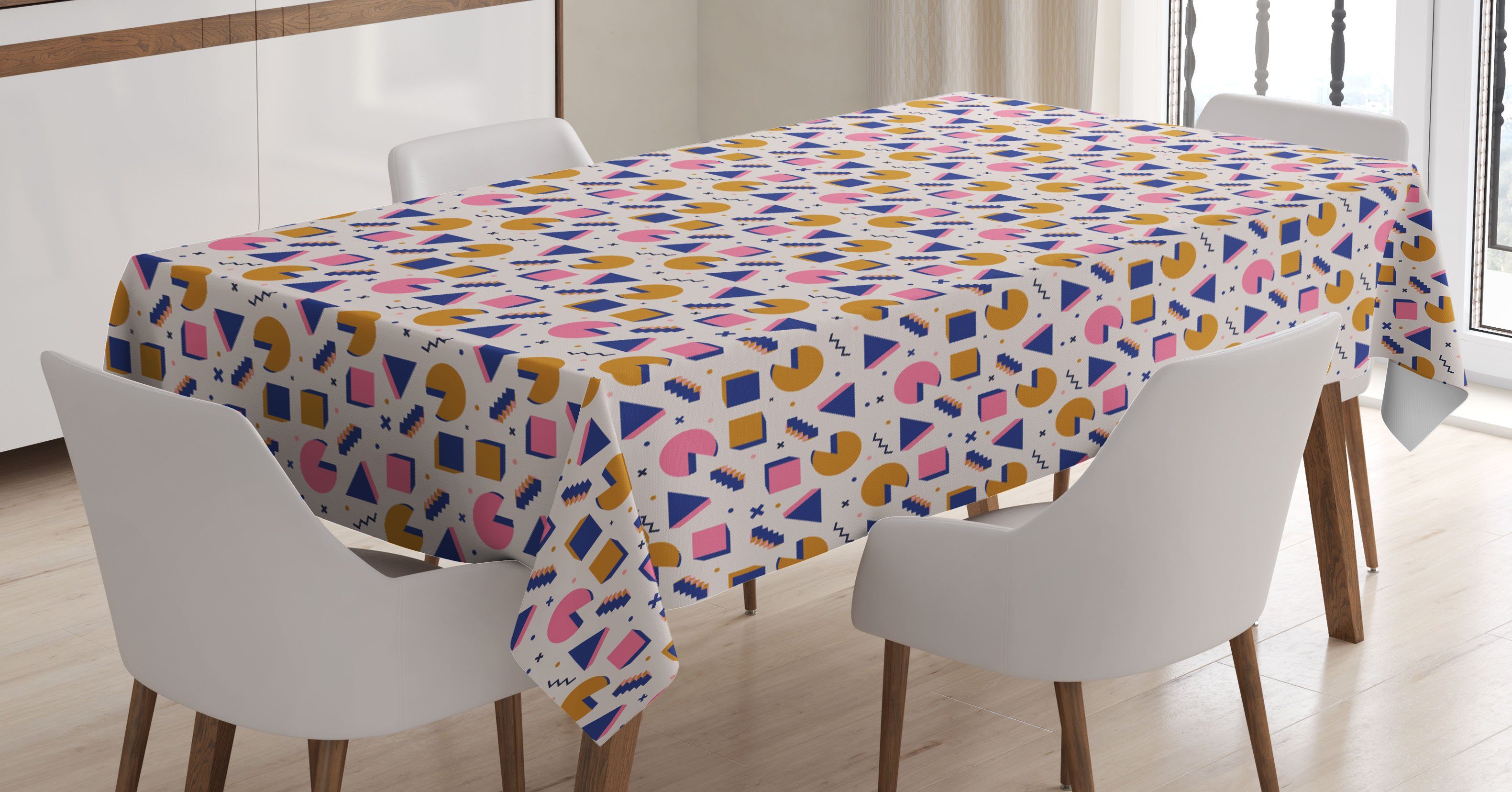 Farbfest den Außen geeignet Formen Tischdecke Bereich Art Klare 90er-Jahre-Geometrische Memphis Abakuhaus Farben, Für Waschbar