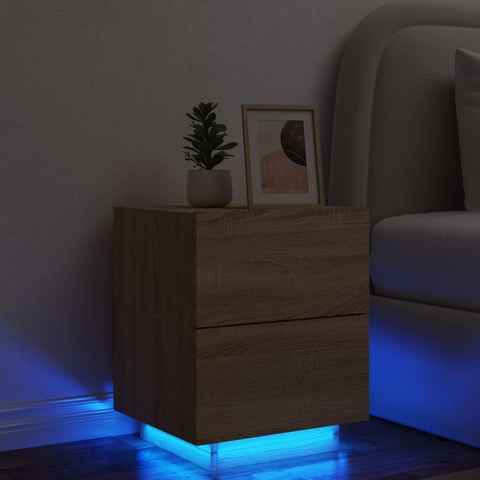 vidaXL Nachttisch Nachttisch mit LED-Leuchten Sonoma Eiche Holzwerkstoff (1-St)