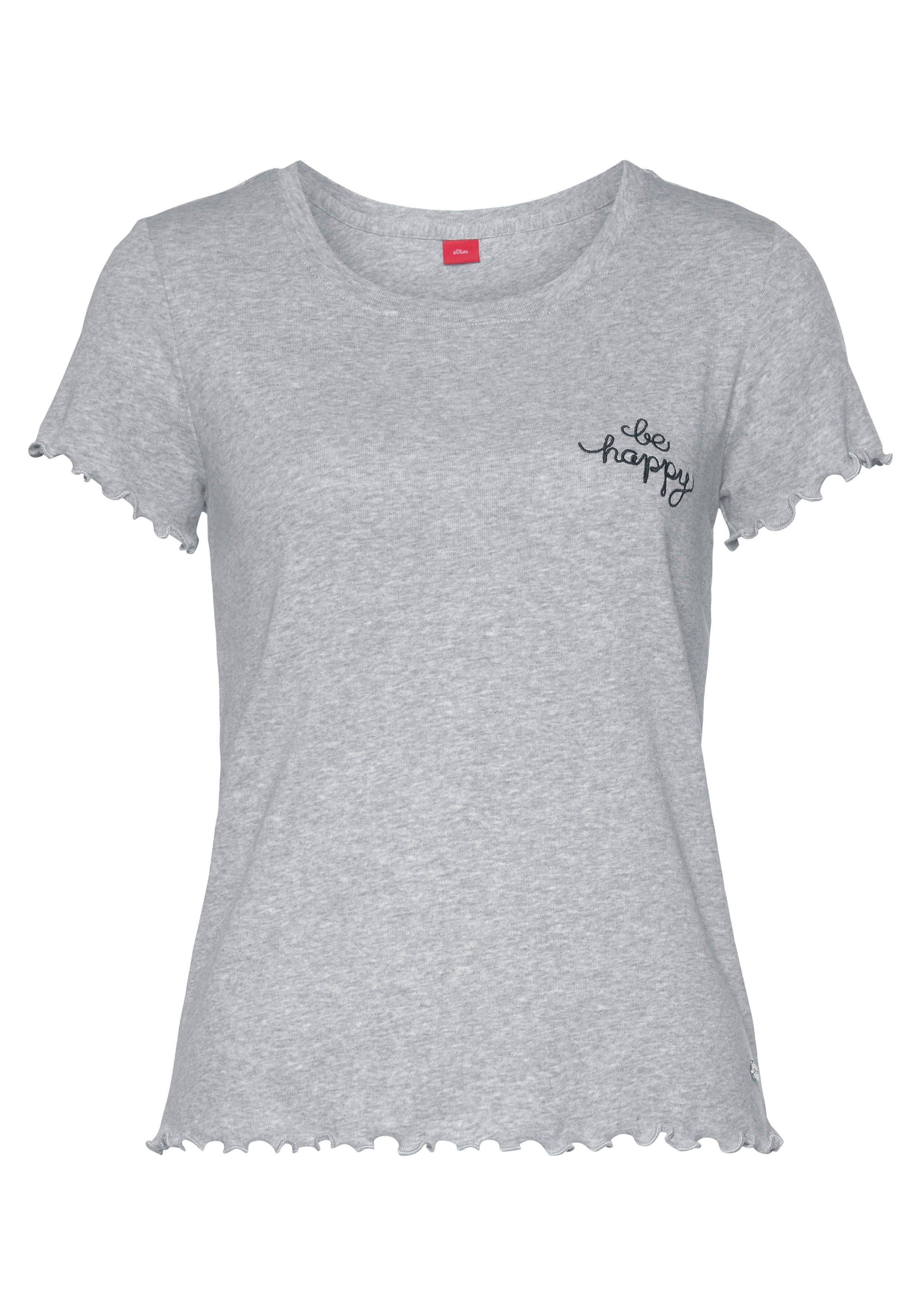 s.Oliver T-Shirt grau mit Kräuselsaum