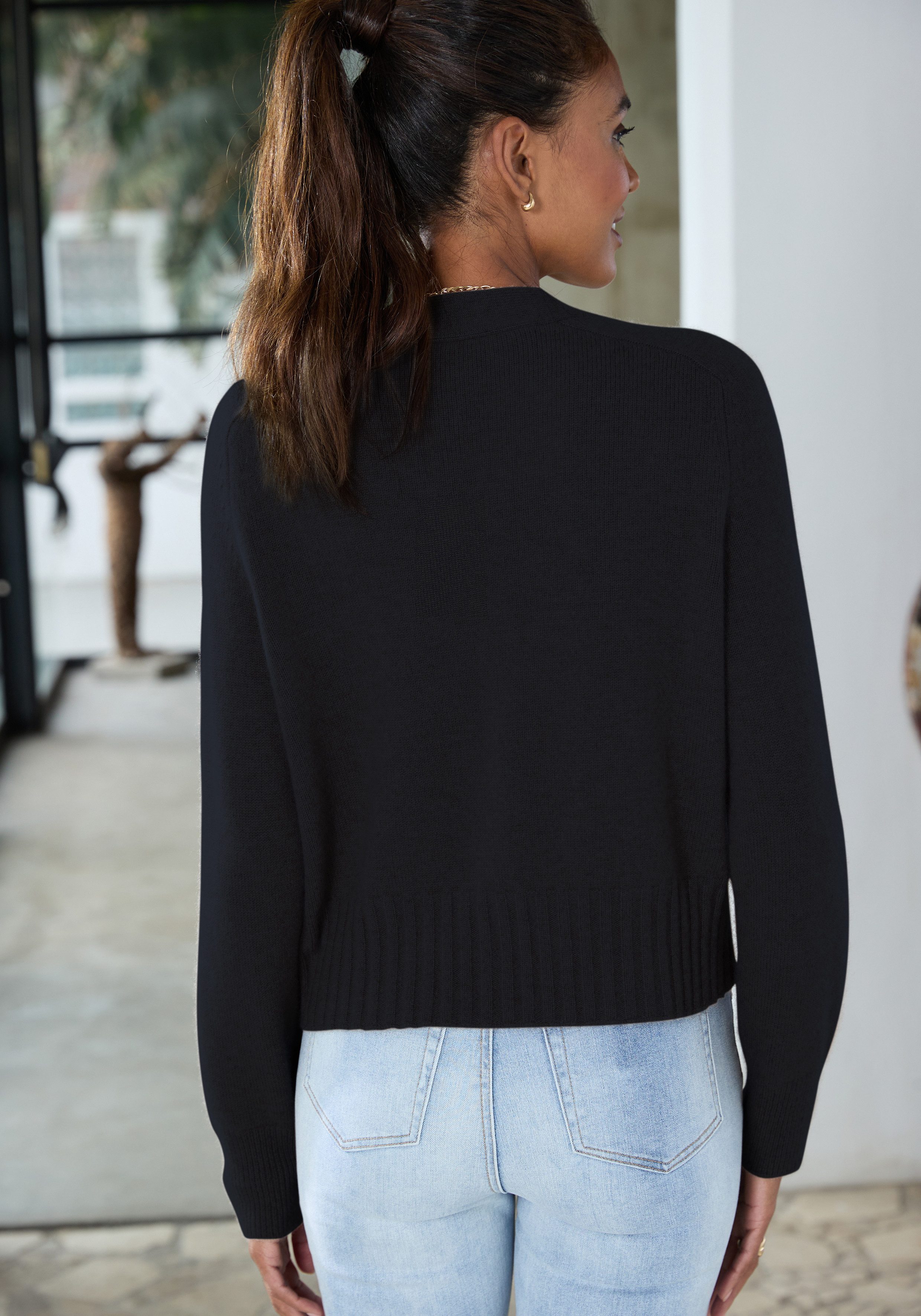 LASCANA Strickjacke, weiche Kaschmirstrickjacke mit V-Ausschnitt
