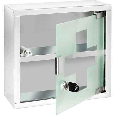 WENKO Medizinschrank Edelstahl und satiniertes Sicherheitsglas, 25 x 25 cm