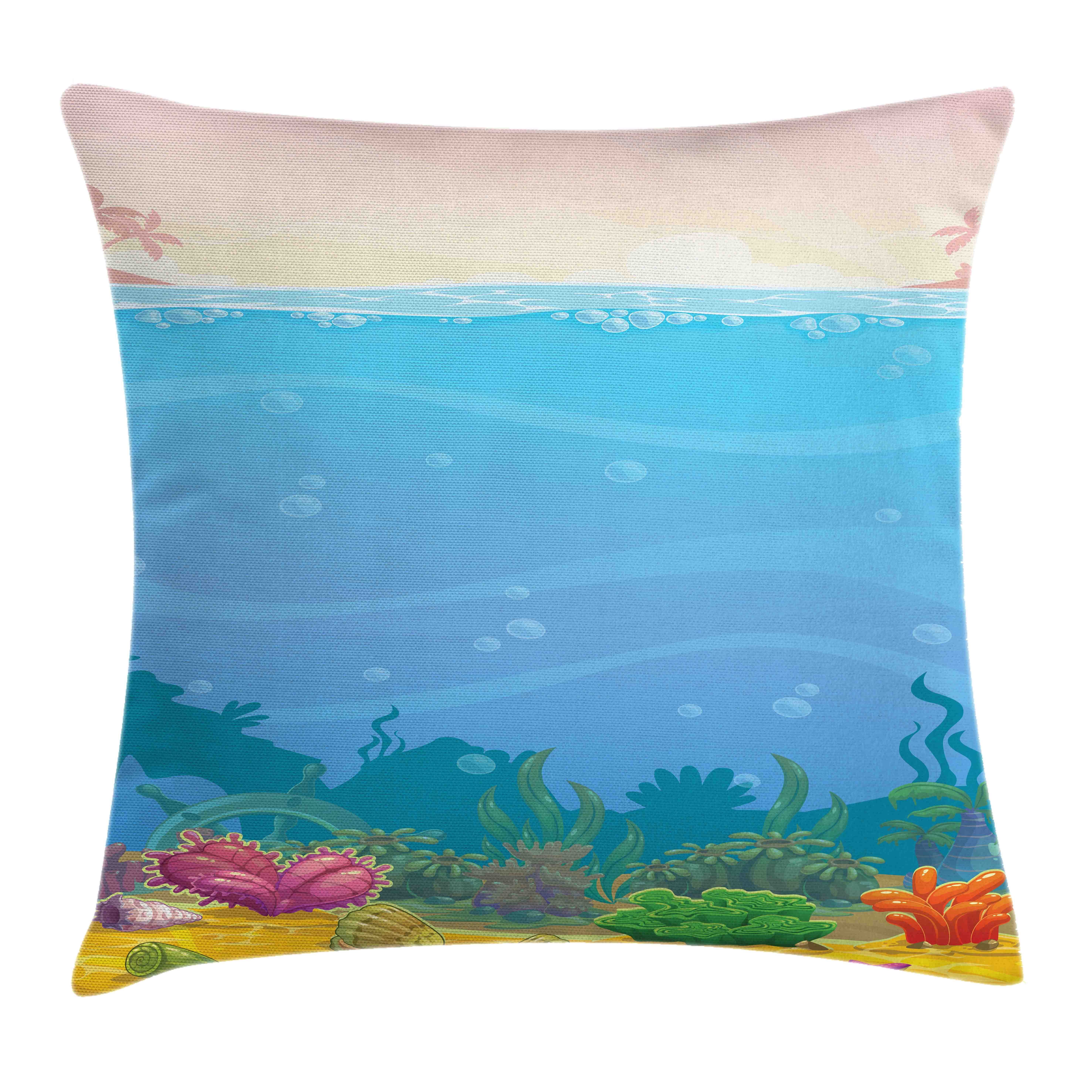 Unterwasserszene Farben Abakuhaus Vertikal Kissenhülle mit (1 Klaren Druck, Reißverschluss Kissenbezüge Stück), Farbfesten Tiefsee Beidseitiger Waschbar mit