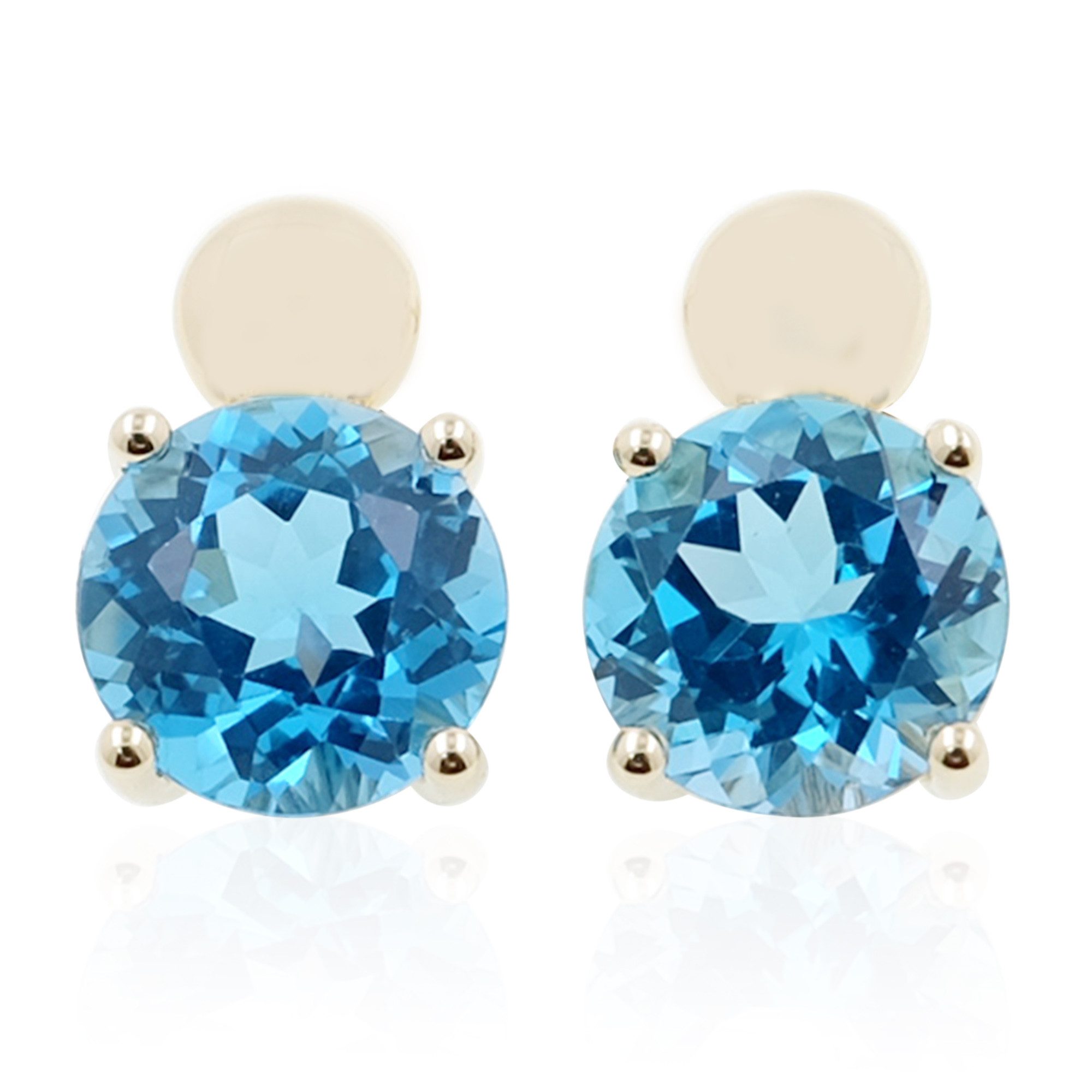 Cavill Ohrring-Set Marambaia 8,01 ct blaue Topas Ohrstecker 375er Gelbgold rund (2-tlg)