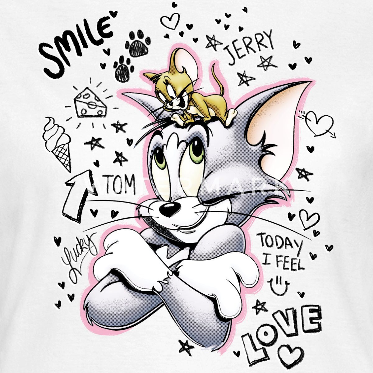 Spreadshirt T-Shirt Tom Und Jerry Skizze günstig online kaufen