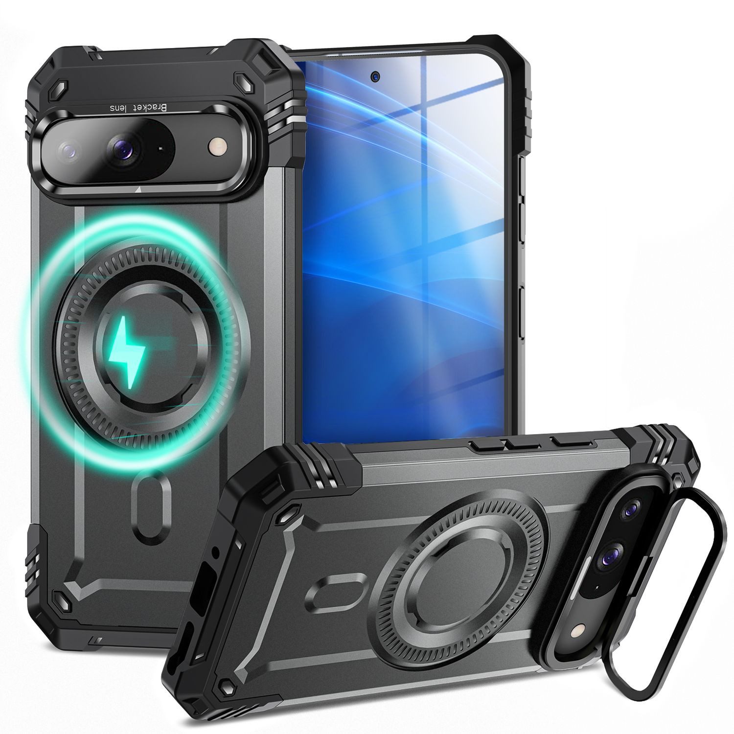 Nalia Smartphone-Hülle Google Pixel 9, Panzerhülle / Sturzsicher / MagSafe / Kickstand / Militär Schutzhülle