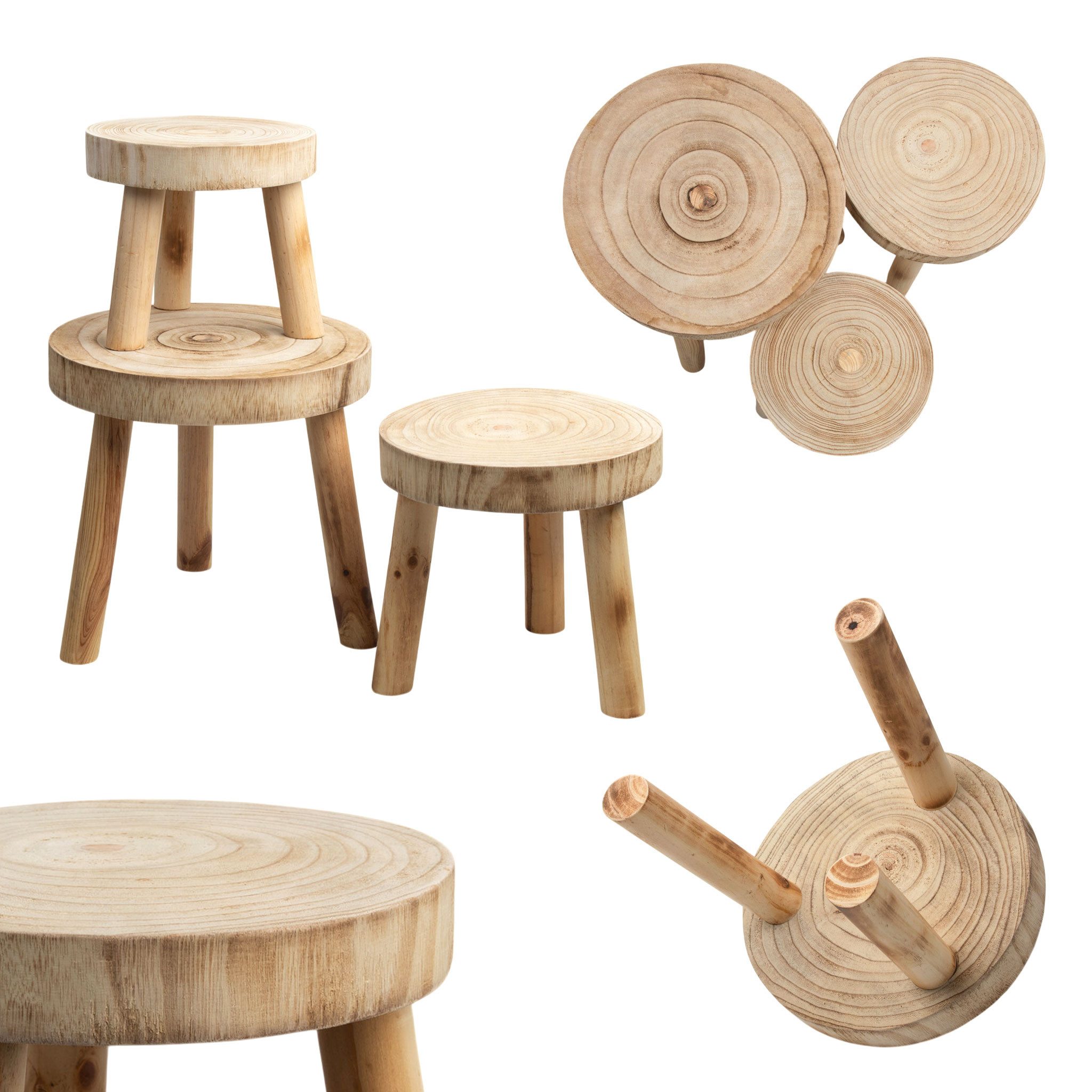 Spetebo Blumenhocker Pflanzenständer rund gebeizt 3er Set (Stück, 1 St., Set), Massivholz – Bild 2 von 5