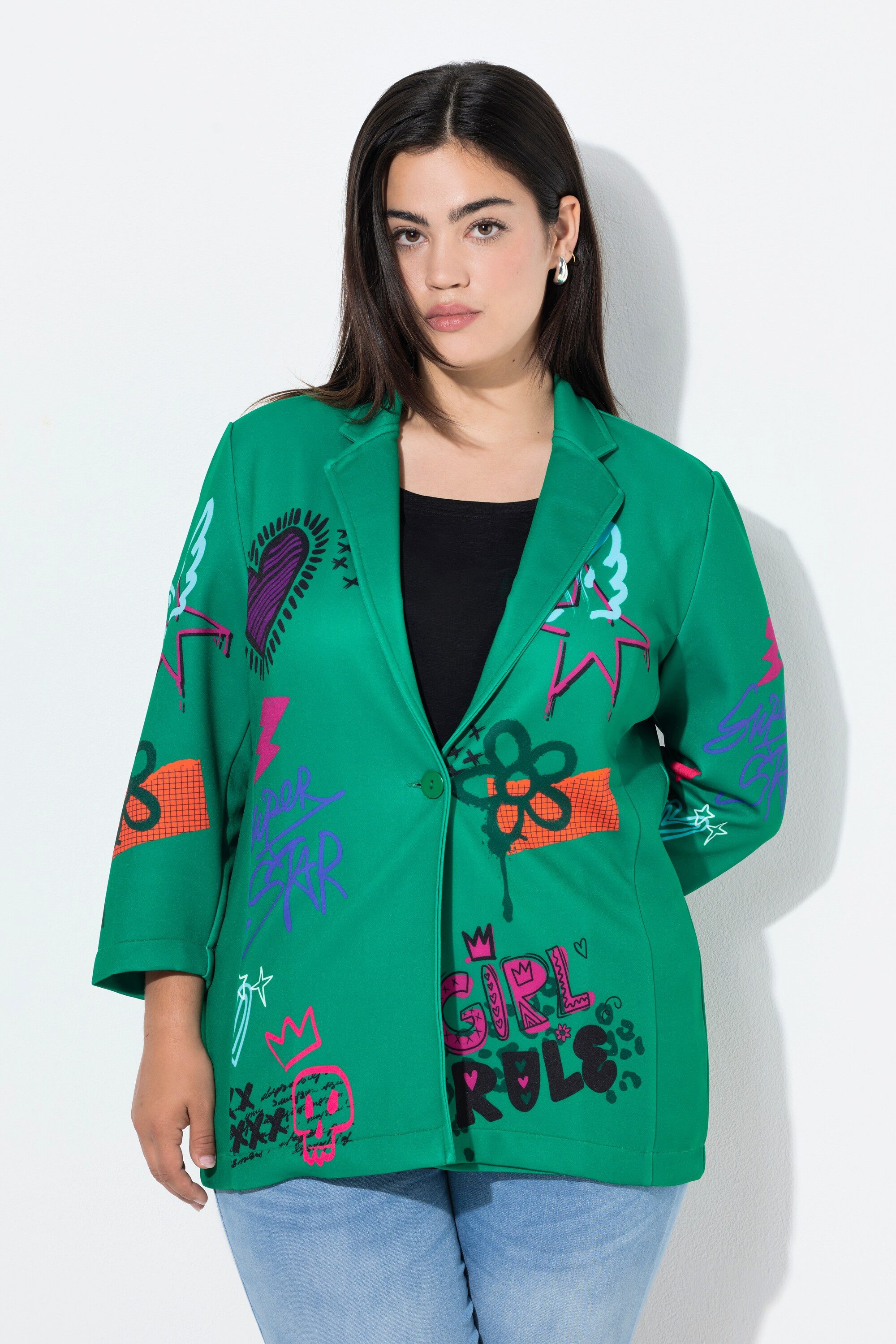 Angel of Style Blusenblazer Blazer Basic Fit Scuba Blumenmuster günstig online kaufen