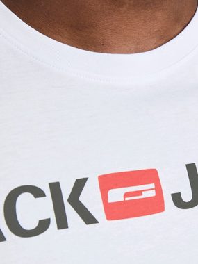 Jack & Jones T-Shirt JJECORP Print Kurzarm CREW NECK T-Shirt Plus +Size (1-tlg) 3663 in Weiß