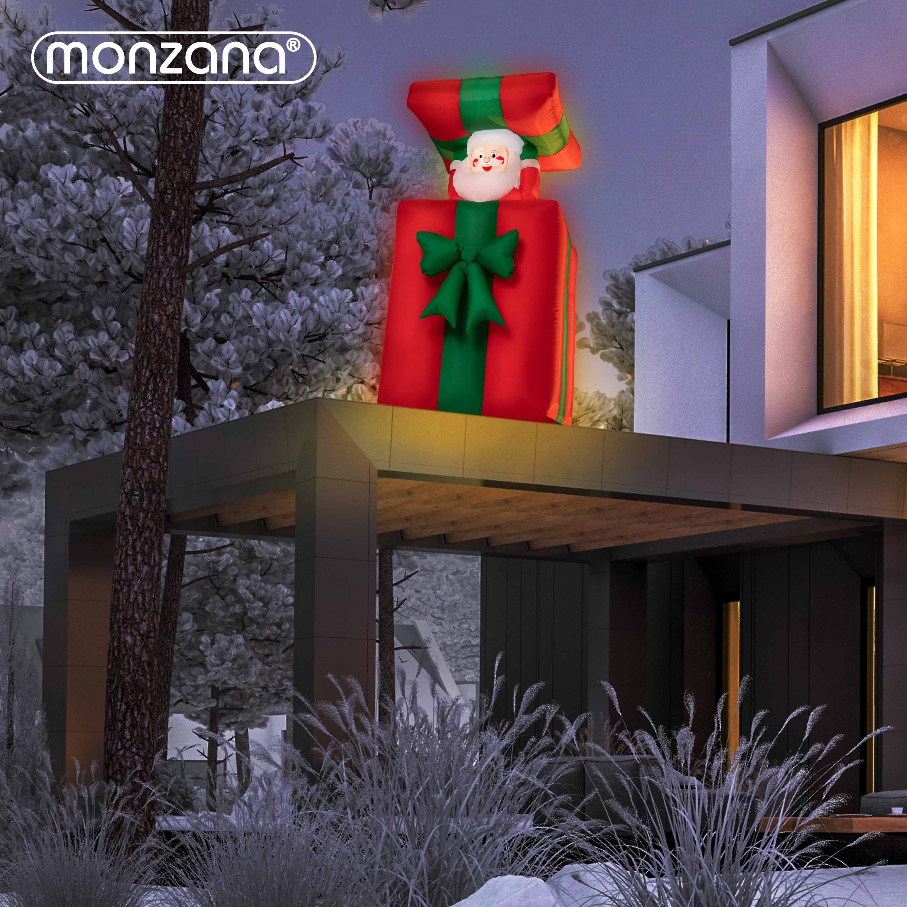 IP44 Aufblasbarer Außen 152cm monzana Weihnachtsmann, Springt-aus-der-Box LED Beleuchtet