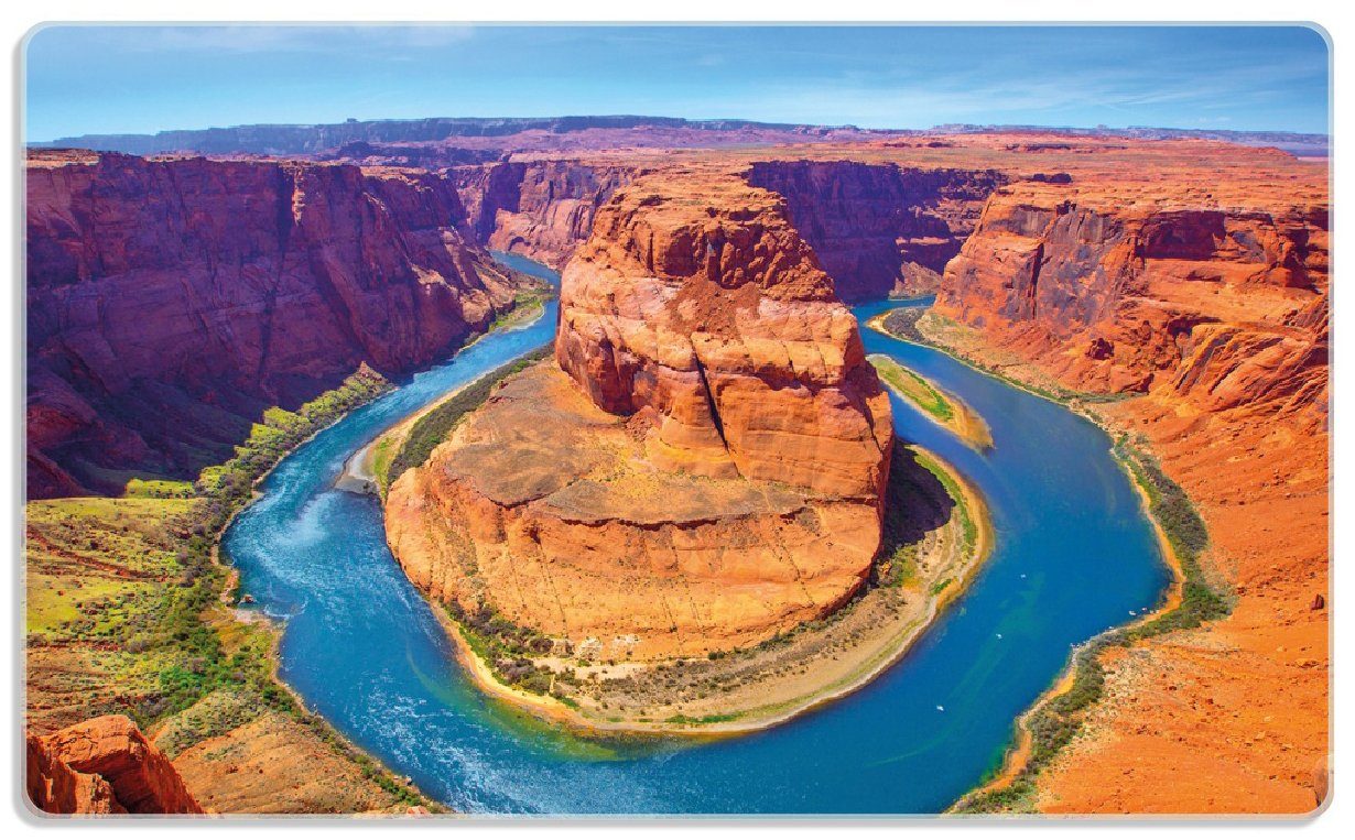 Wallario Frühstücksbrett Hufeisenförmiger Mäander des Colorado River, ESG-Sicherheitsglas, (inkl. rutschfester Gummifüße 4mm, 1-St), 14x23cm