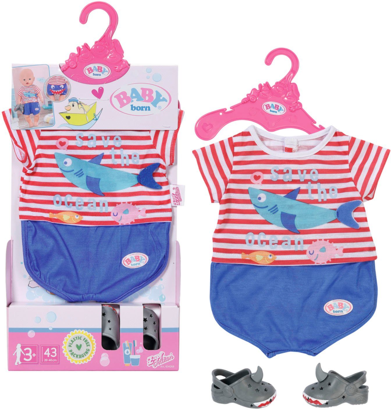 Baby Born Puppenkleidung Bath Pyjamas & Clogs blau, 43 cm