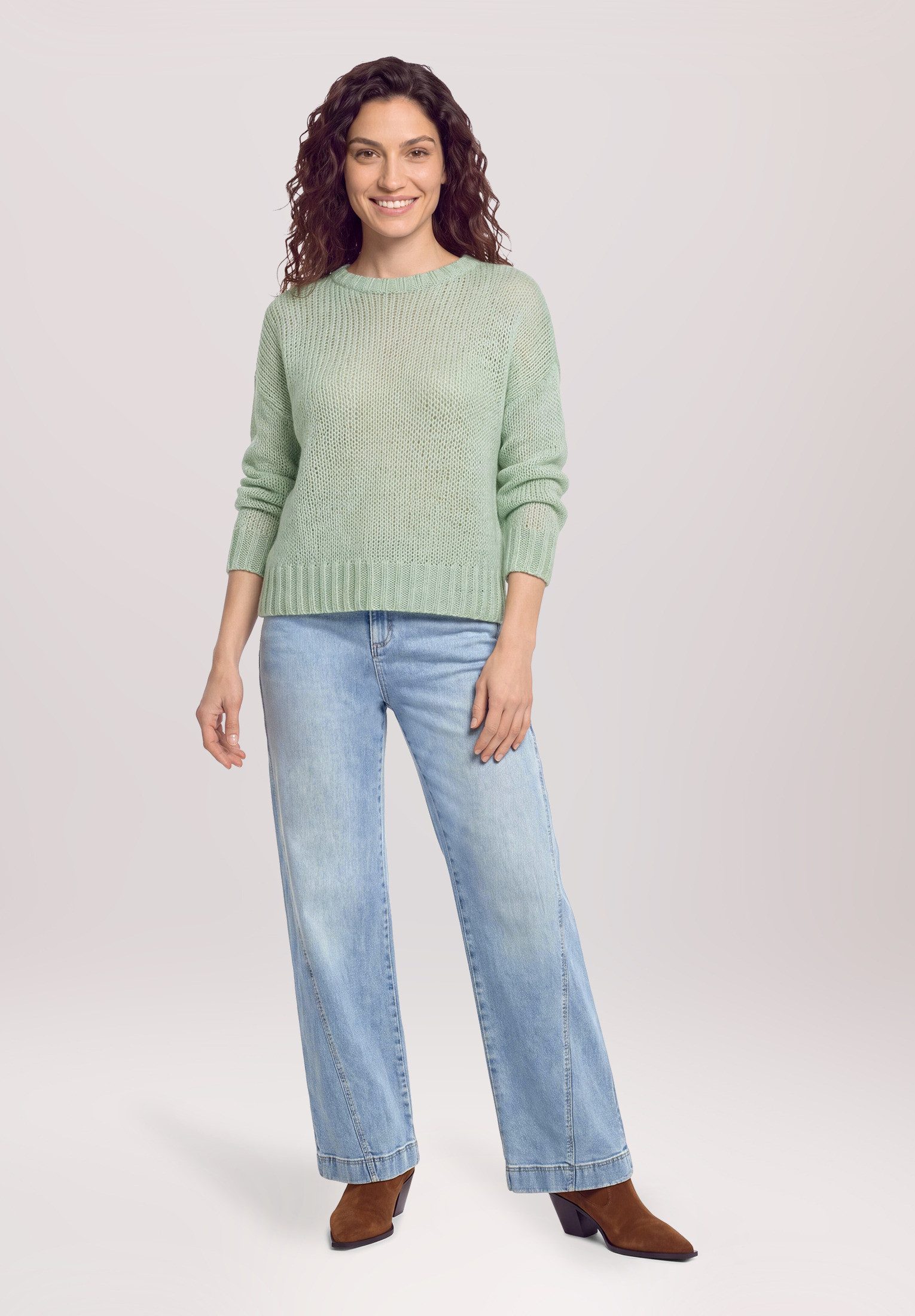 Cartoon Strickpullover Damen mit Rundhalsausschnitt (1-tlg)