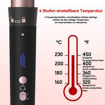 Welikera Lockenstab 5 in 1 Haarbürste mit 4 Temperaturstufen,LCD-Display,360° Drehung