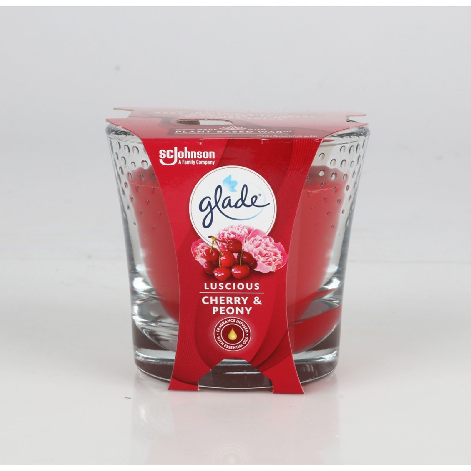 BURI Tafelkerze 6x GLADE Duftkerze 129g Luscious Cherry & Peony Glas Frische Raumdüfte