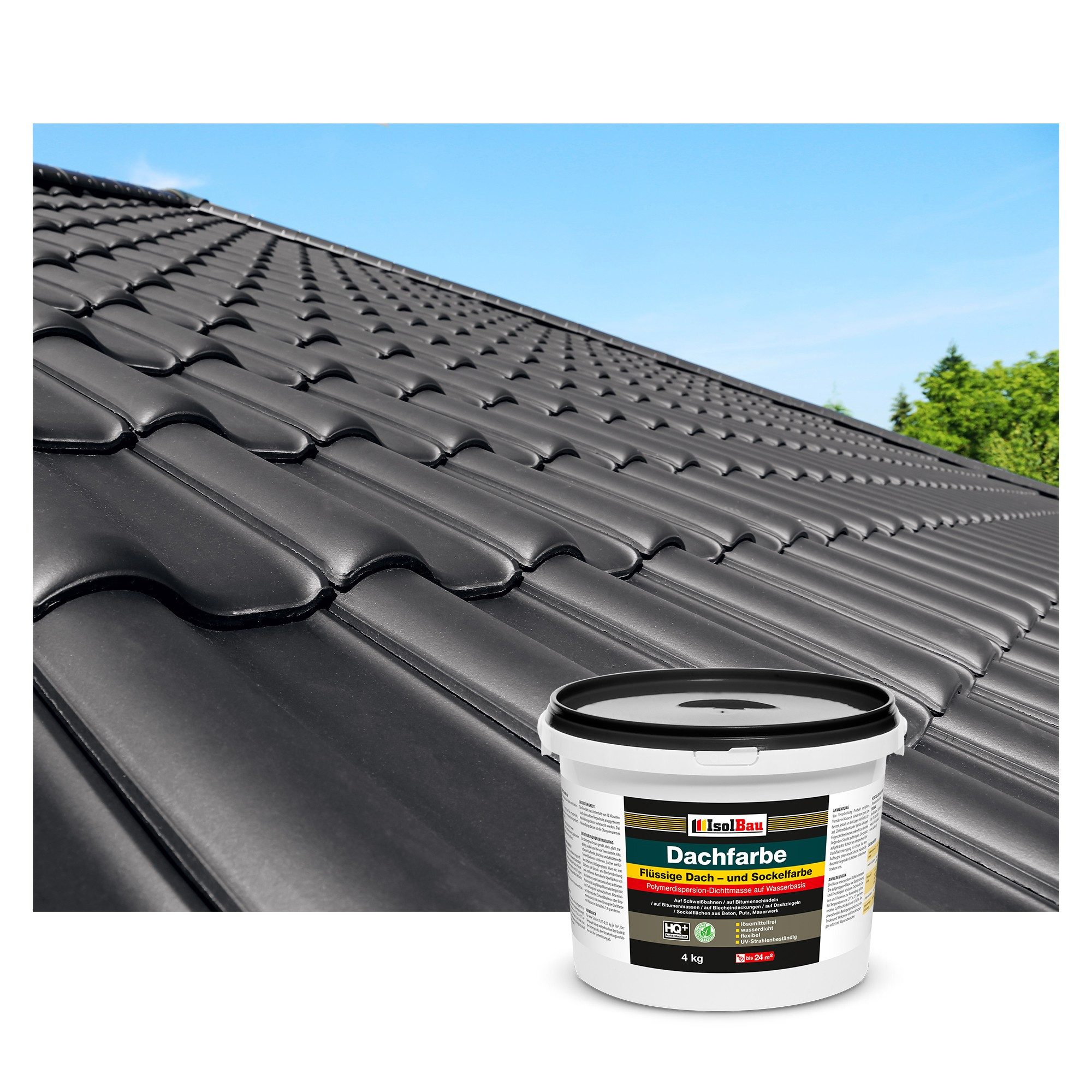 None Dachfarbe Dachfarbe Schwarz 4 kg Sockelfarbe RAL Farbe Nano Polymermembran, Bitumenschindeln, Bitumenmassen, Blecheindeckungen, Dachziegeln, Beton
