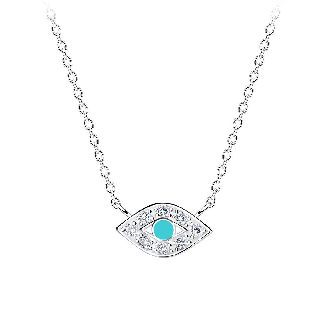 Order & Smile Schmuck Kette mit Anhänger Kette Evil Eye: 925 Silber Halskette Auge, gestempelt