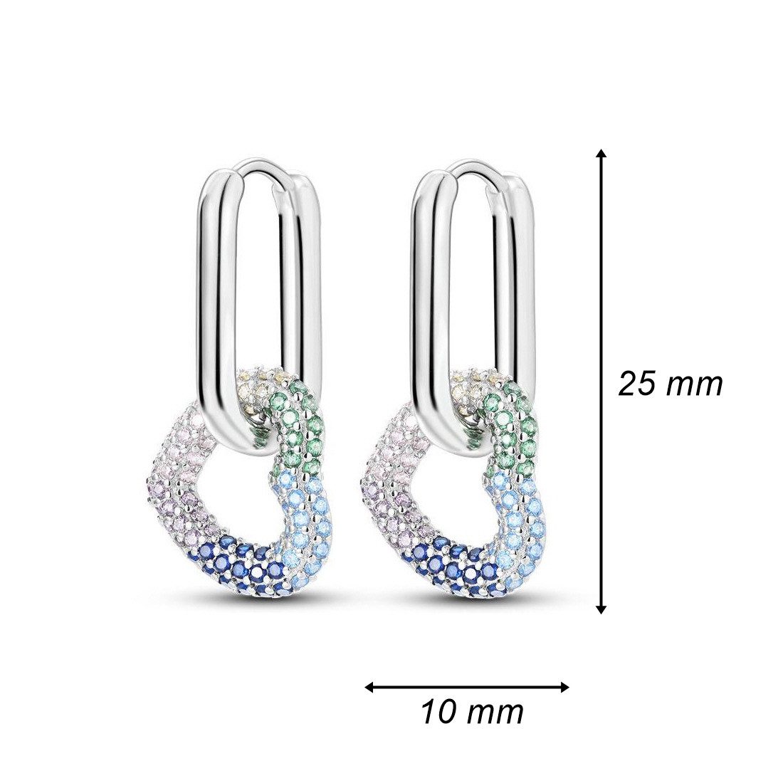 ELLAWIL Paar Creolen Herz Disign Ohrcreolen Ohrschmuck Damenohrringe Herzcreolen bunt (GESCHENKIDEE), inklusive Geschenkschachtel