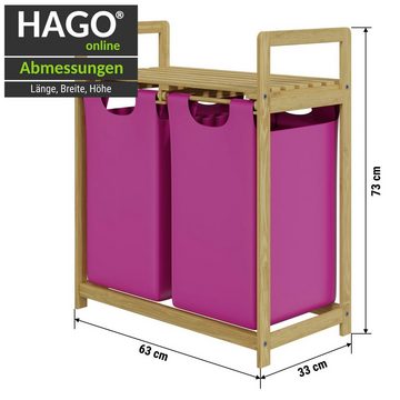 HAGO Wäschekorb Bambus Wäschekorb mit Ablage Wäschebehälter Sammler Sortierer Truhe