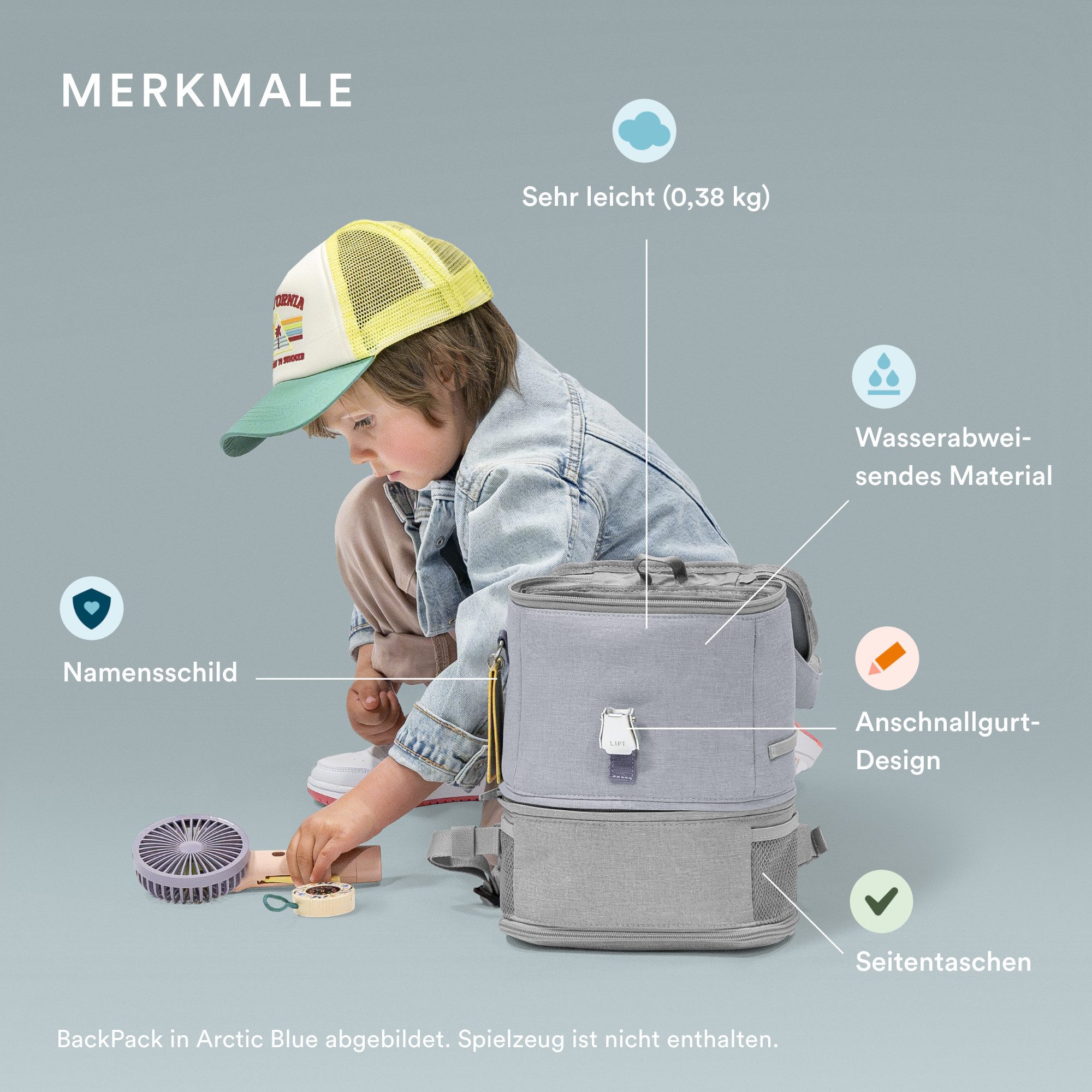 Stokke Kinderrucksack JetKids Backpack - Erweiterbarer Rucksack, für Kinder von 2 bis 7 Jahre im kindgerechten Reise-Design