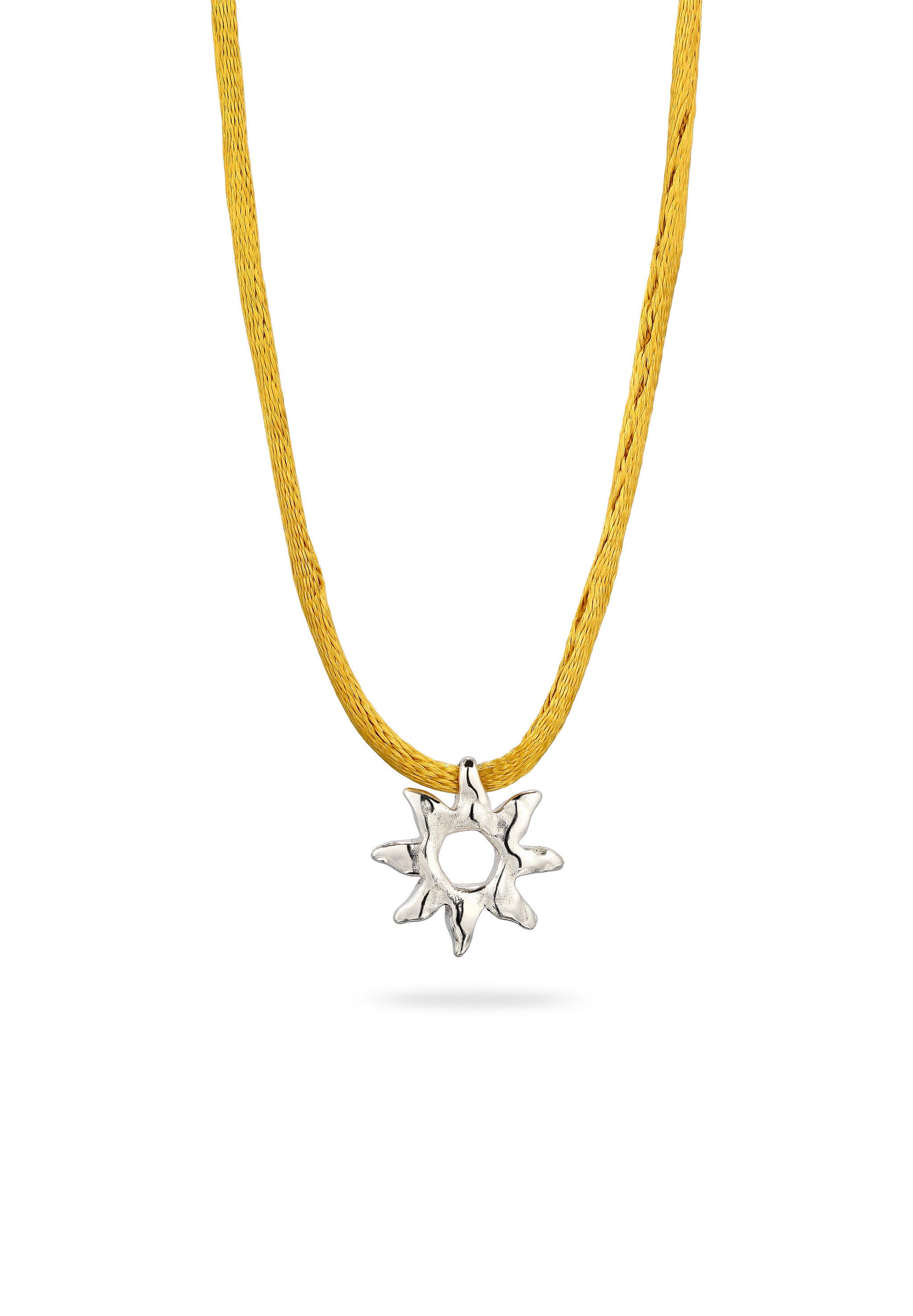 Elli Choker Anhänger Sonne Satin Gelb 925 Sterling Silber