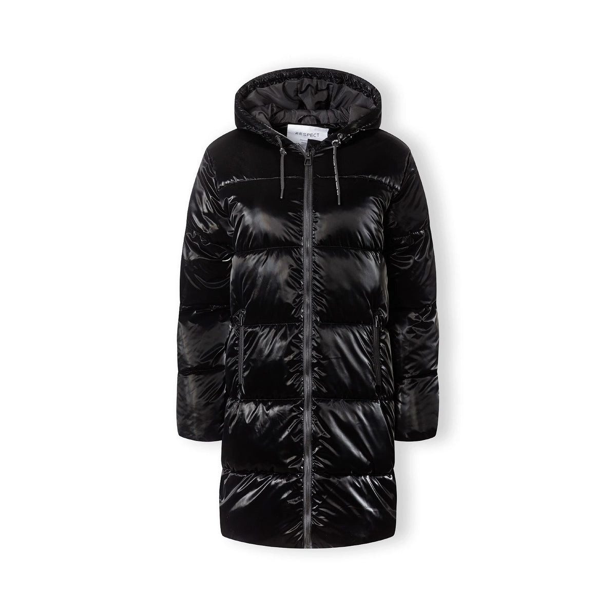 MINOTI Steppmantel für Damen, knielanger Wintermantel mit Kapuze, wattiert in Lackoptik