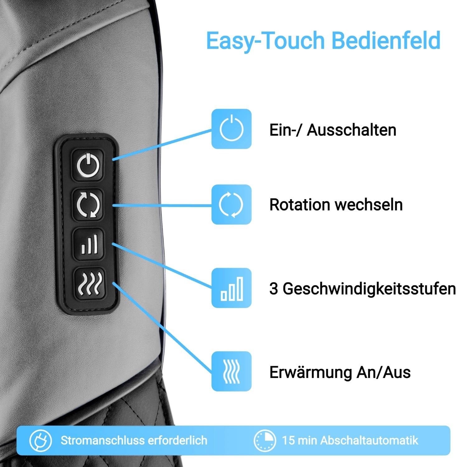 Fitleap Nacken-Massagegerät Nacken-Rücken-Schulter-Massagegerät, Shiatsu Massagegerät für Muskels…, Ergonomische Massageköpfe, Infrarot-Wärmefunktion – Bild 4 von 5