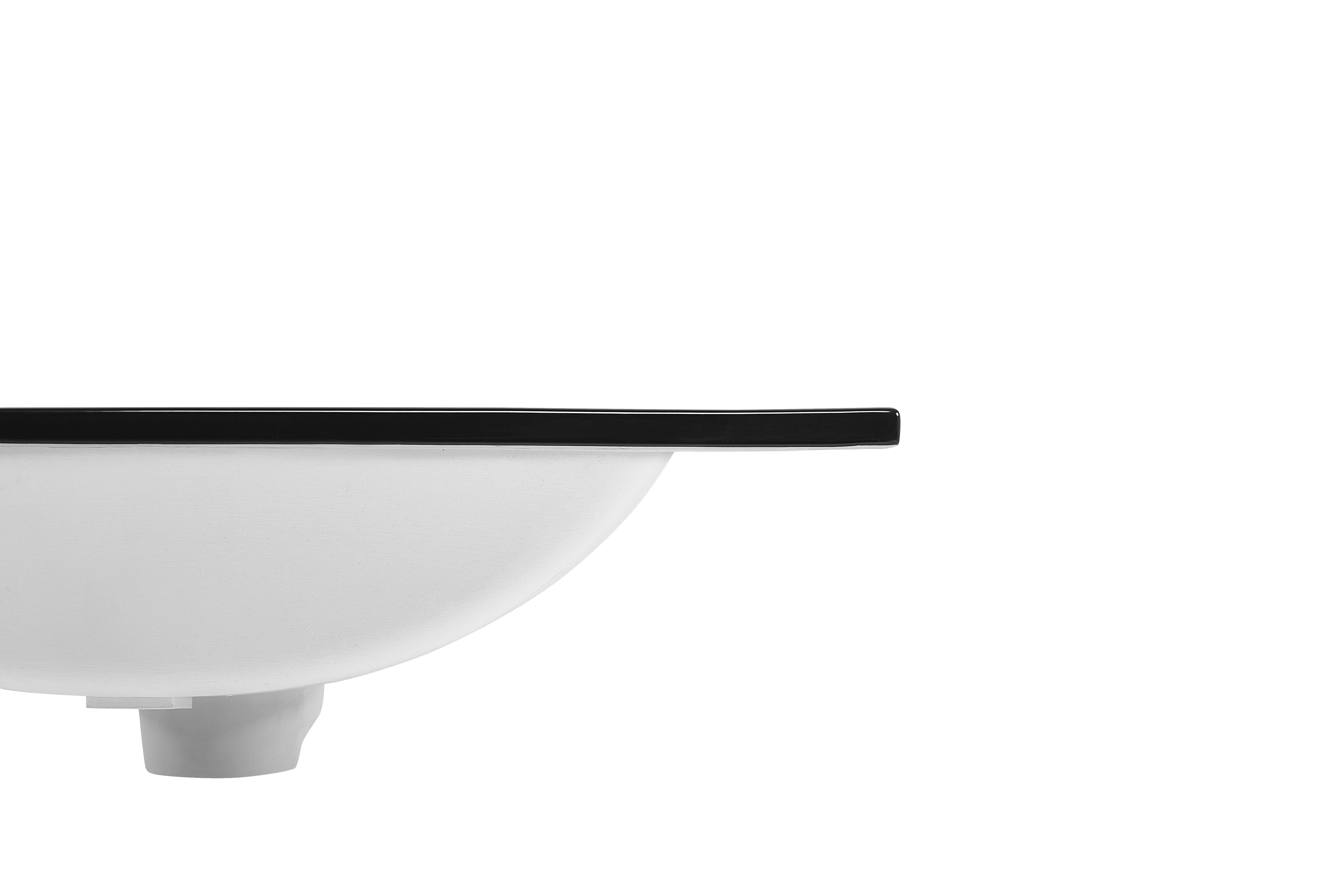 Xlmoebel Waschbecken Keramik Waschtisch Einbau mit schwarzer Designplatte, Made in Europa
