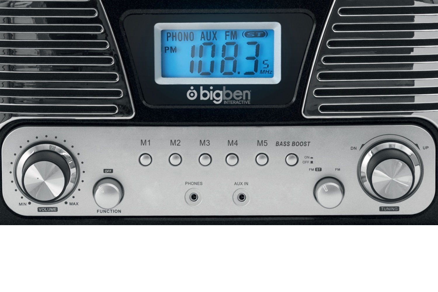 BigBen Kompakt-Anlage mit Plattenspieler Radio AUX) Radio, Verstärker, Display, (Stereo Audio-System