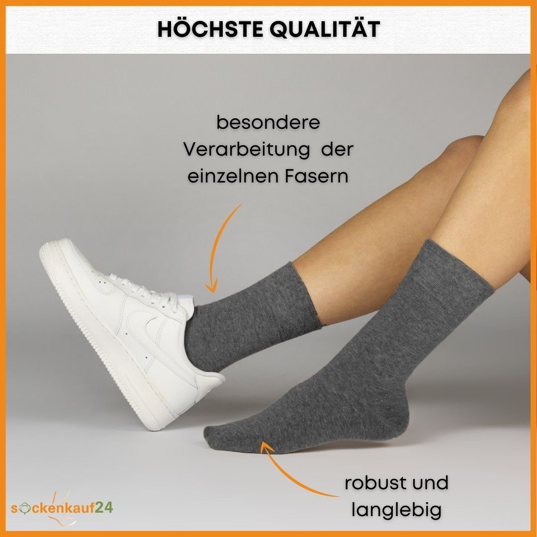 mit Socken aus Herren - Paar gekämmter Pique-Bund Baumwolle Premium Business-Socken & sockenkauf24 (Grau/Anthrazit/Schw, 10-Paar, 10 (Exclusive WP Line) Komfort 70101T Socken Damen 43-46)