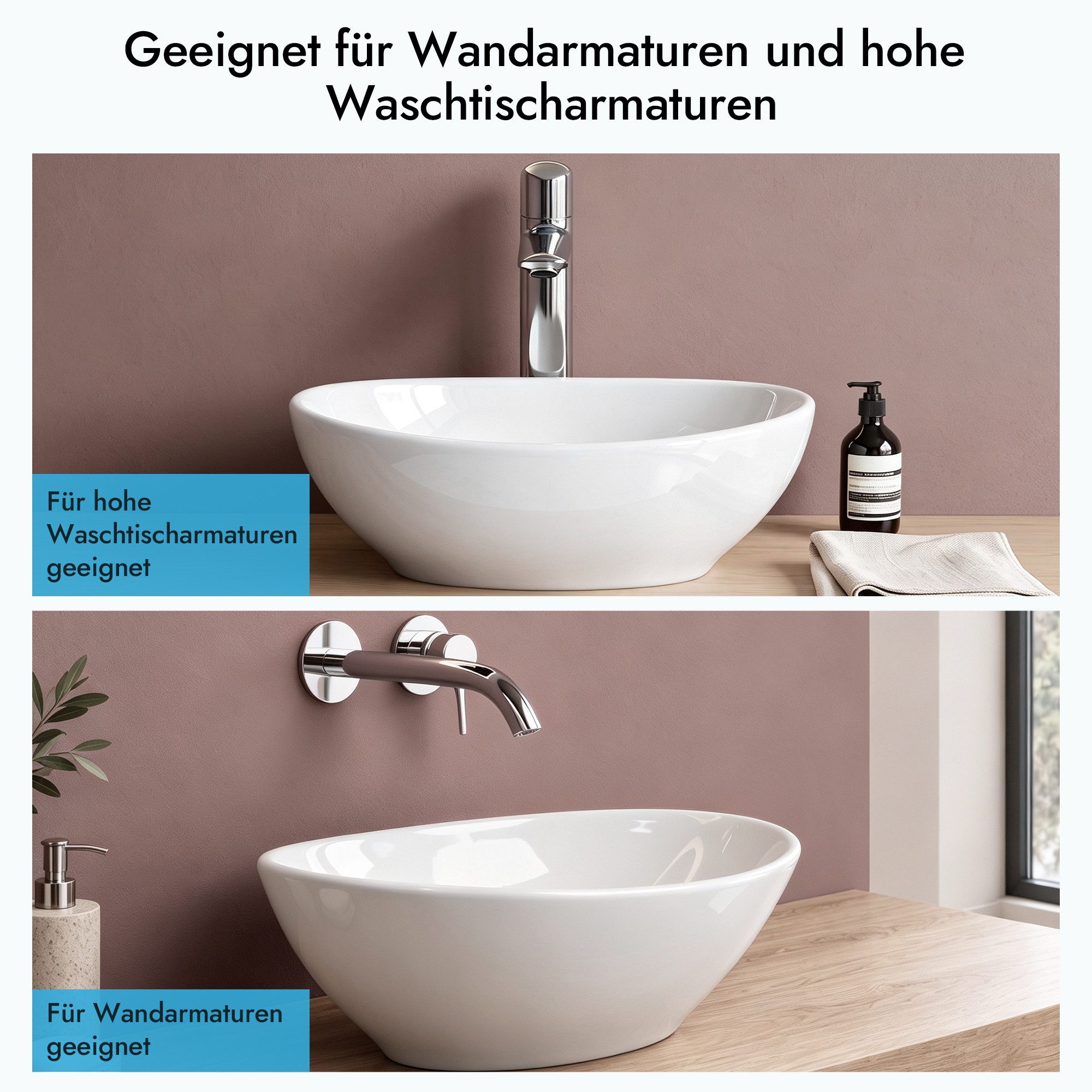doporro Waschbecken Aufsatzwaschbecken Keramik Waschschale Oval 42x34x14.5cm Brüssel205, mit Nano-Beschichtung, ohne Hahnloch und Überlauf. Reduzierter Preis € 55,99. Unverbindliche Preisempfehlung € 67,19