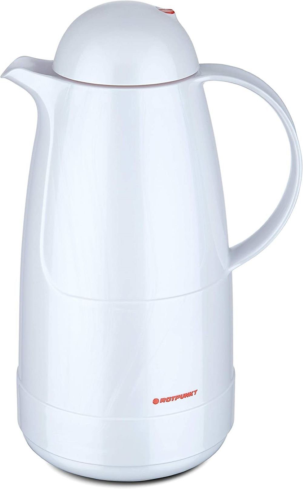 ROTPUNKT Isolierkanne 1,5 Liter 215 Glaseinsatz I BPA-Frei I, 1,5 l, (Kaffeekanne I Teekanne), Rosalin-Glas (extra lange Isolierung) shiny white