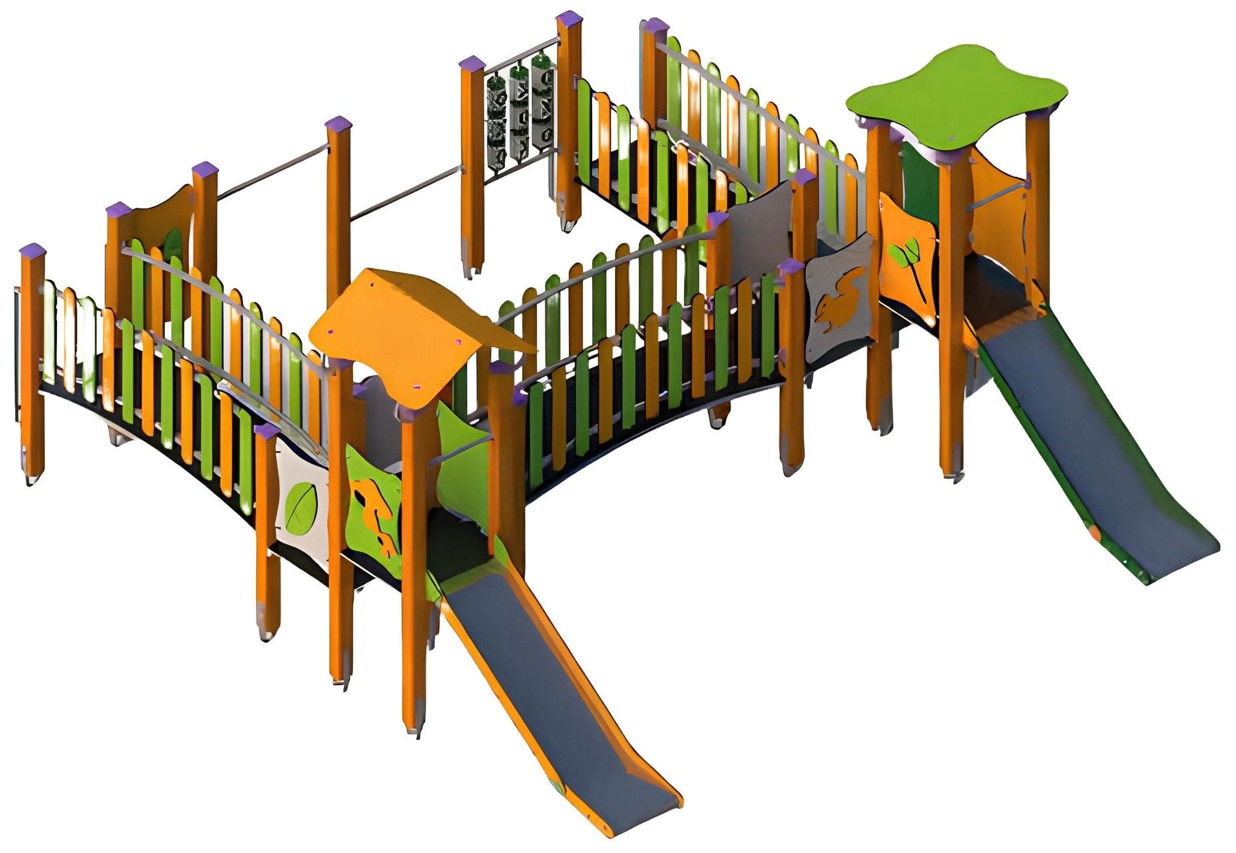 Xlmoebel Spielturm Abenteuerspielplatz im Wald mit Klettergerüst aus Holz, Hergestellt in Europa