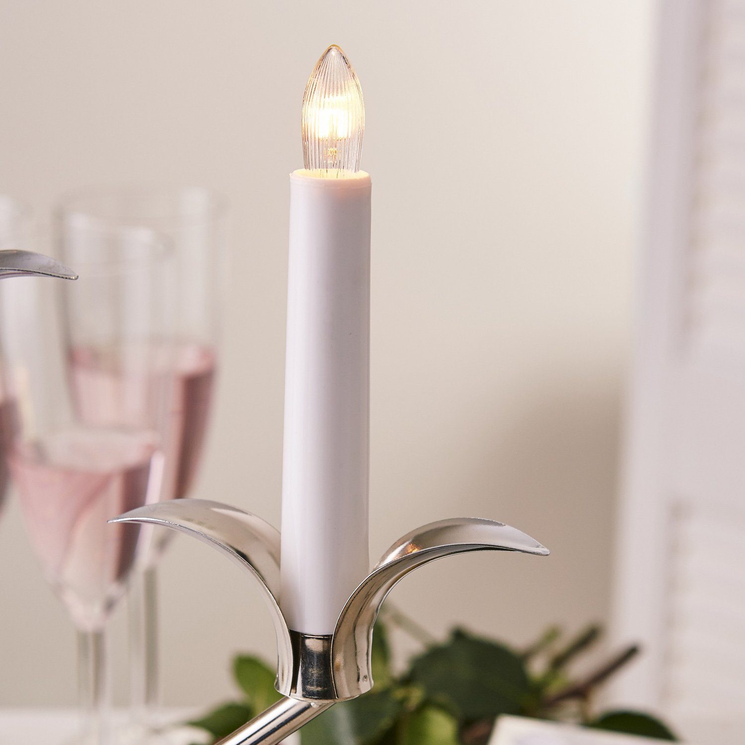 Kerzenleuchter Kerzenleuchter H:52cm TRADING STAR silber Best 5flammig Glühlampen E10 weiß Kerzenhalter Season