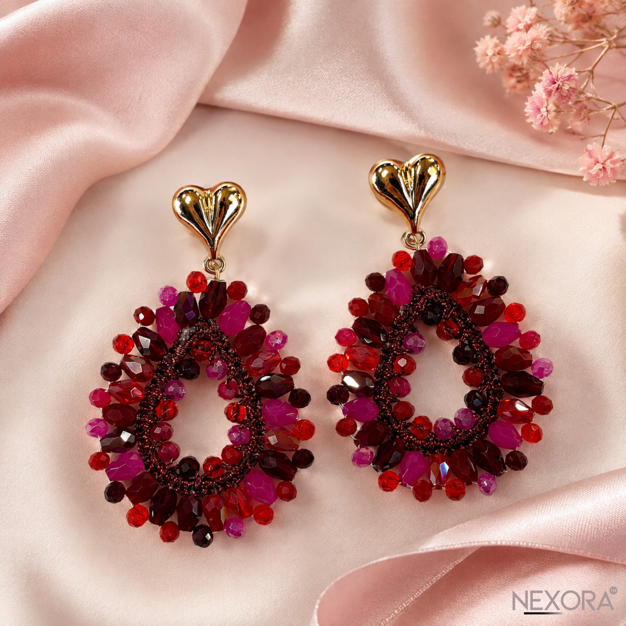 NEXORA Perlenohrringe Statement Ohrringe Damen Tropfen Ohrhänger Elegant Boho Schmuck (1 Paar Ohrringe), Statement-Design, Tropfenform, dekorativer Schmuckbesatz