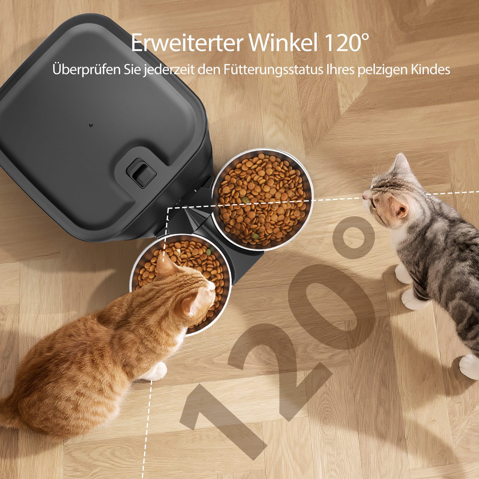 nobleza Katzen-Futterspender Futterautomat mit Kamera 6L & 120° Weitwinkel,Zweiweg-Audio inkl