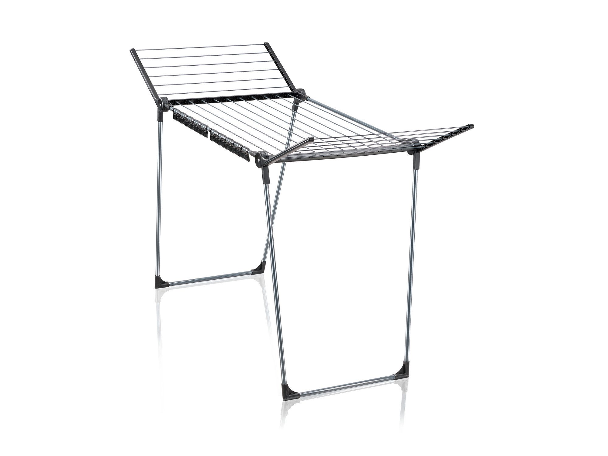 Leifheit Wäscheständer Standtrockner Pegasus 180 Solid Black, Trockenlänge, 105cm Flügelhöhe, Kleinteilehalter, zusammenklappbar
