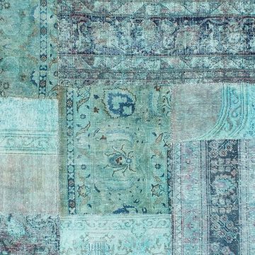 Teppich Patchwork - 299 x 238 cm - mehrfarbig, morgenland, rechteckig, Höhe: 7 mm, Wohnzimmer, Handgeknüpft, Einzelstück mit Zertifikat